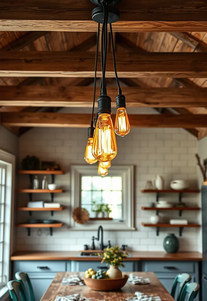 27 Unique Pendant Lighting Ideas to Elevate Your Kitchen - 2. Vintage Edison Bulbs