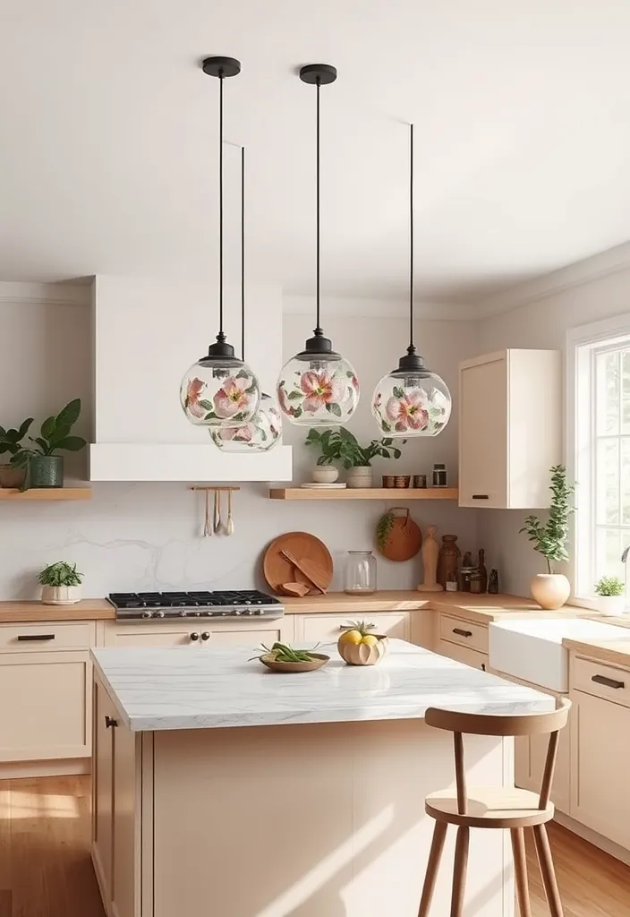 27 Unique Pendant Lighting Ideas to Elevate Your Kitchen - 20. Floral or Nature-Inspired Designs