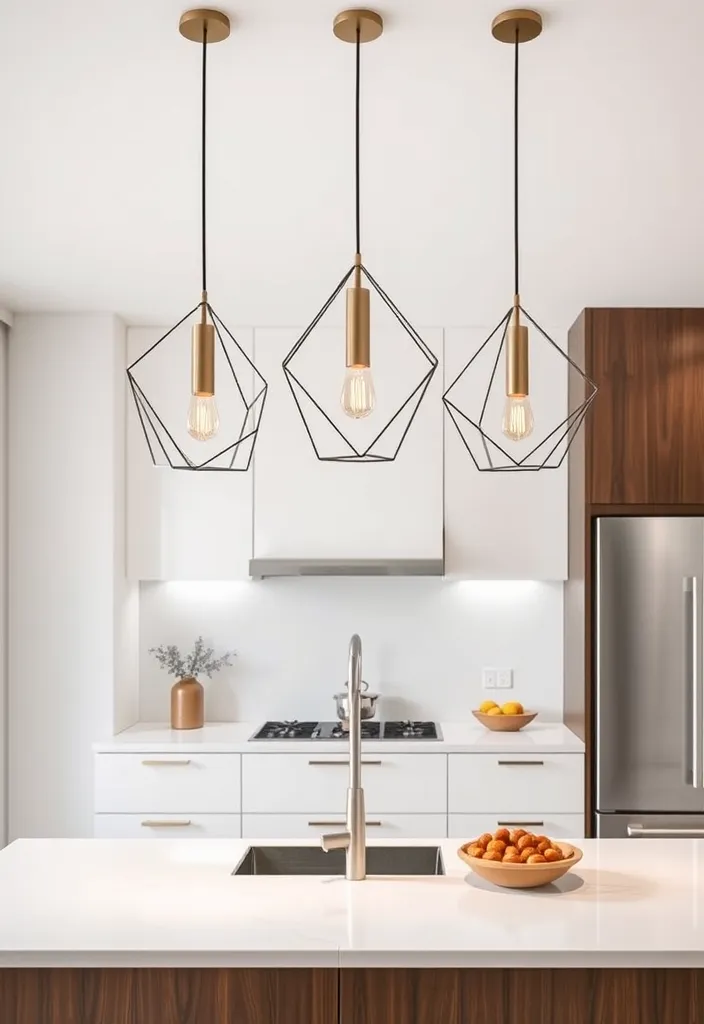 27 Unique Pendant Lighting Ideas to Elevate Your Kitchen - 8. Geometric Designs