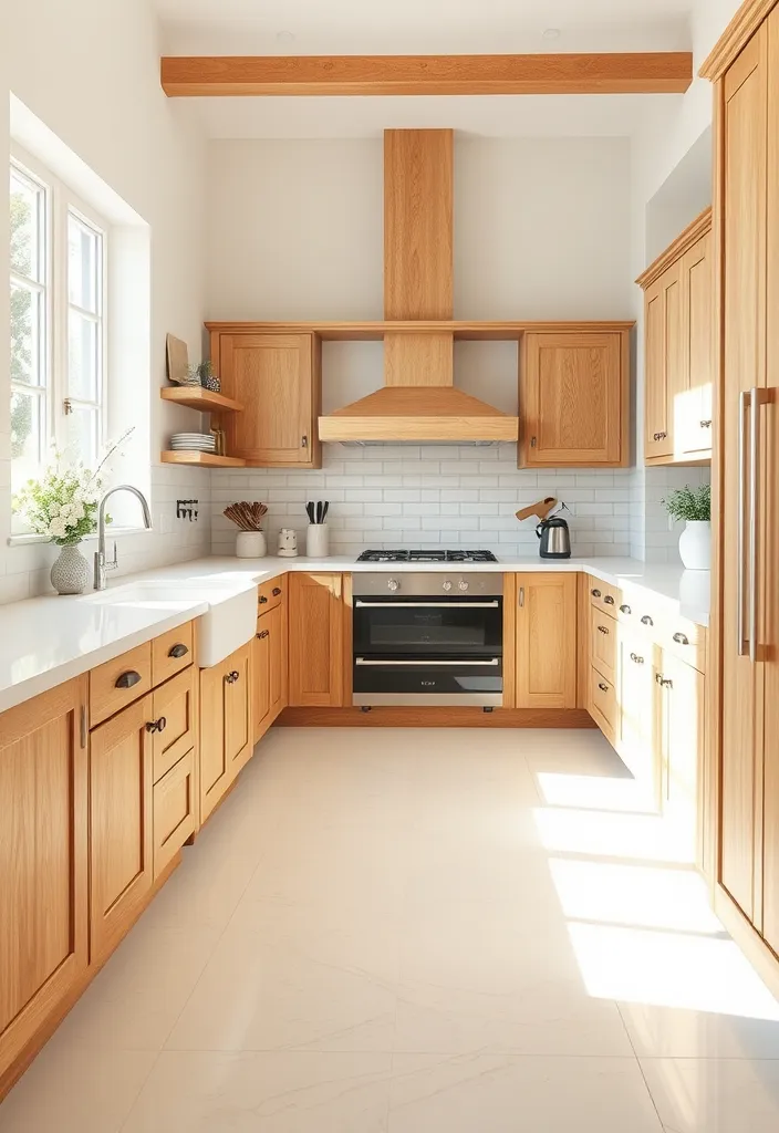 27 Vibrant Kitchen Flooring Ideas to Complement Oak Cabinets - 16. Creamy White Porcelain