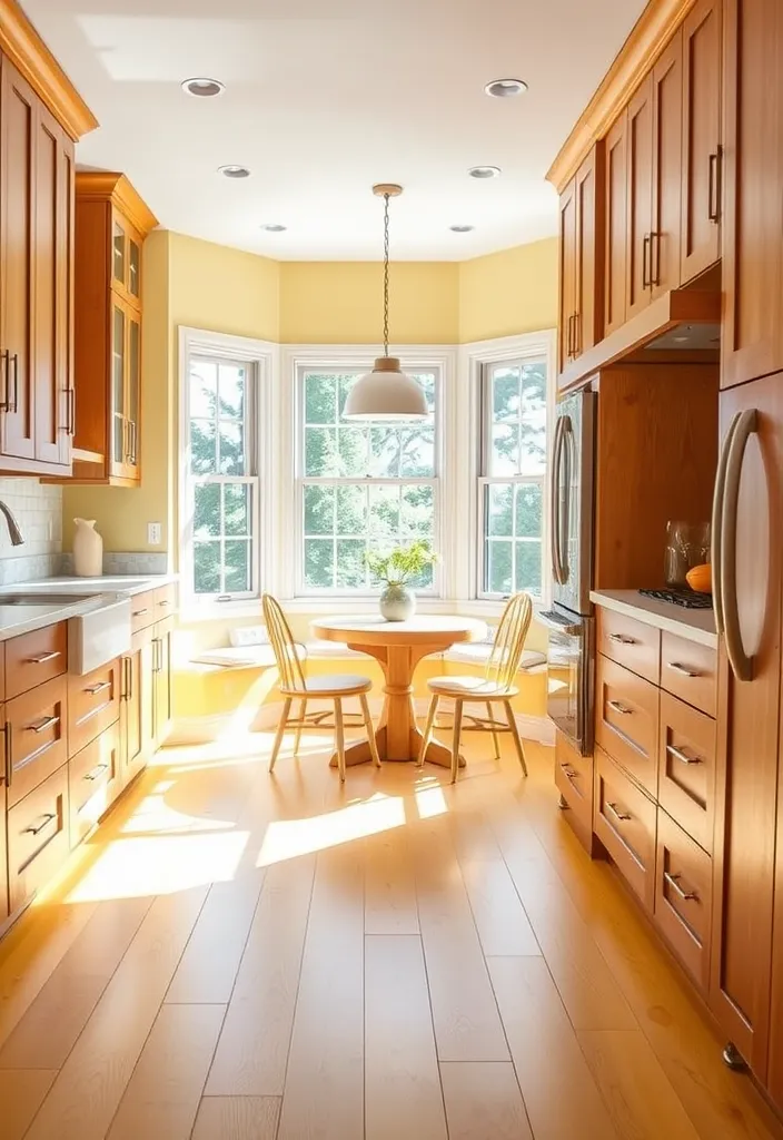 27 Vibrant Kitchen Flooring Ideas to Complement Oak Cabinets - 2. Cheerful Yellow Vinyl Plank Flooring