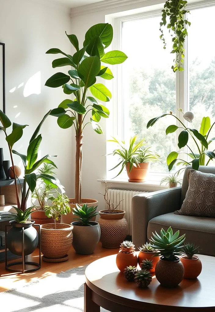 27 Wabi-sabi Living Room Ideas for Natural Calm That Will Inspire You! - 8. Integrate Nature with Indoor Plants