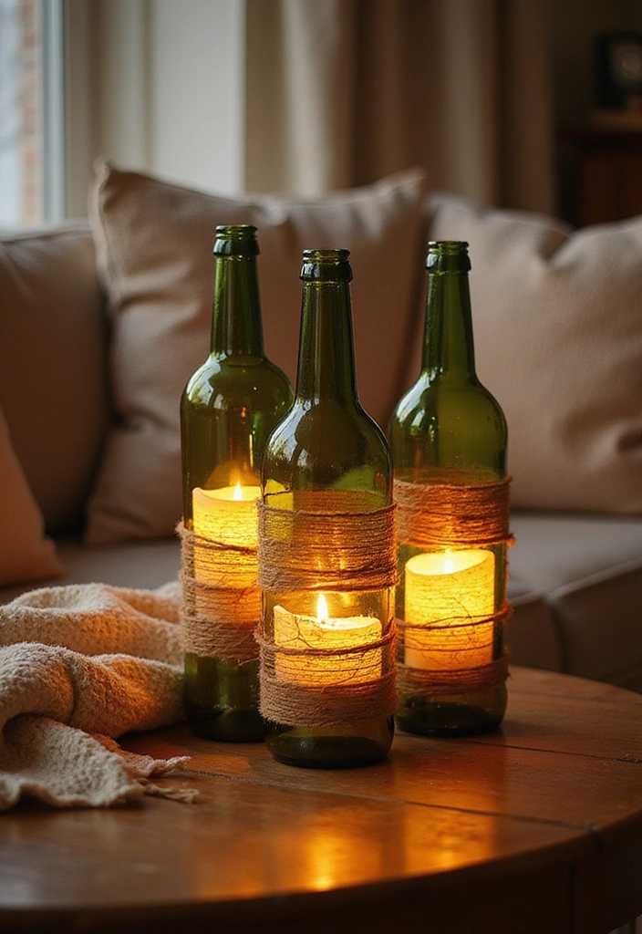 22 Bottle Plants Ideas for Stunning Recycled Bottle Vertical Gardens - 16. Upcycled Bottle Candle Holders
