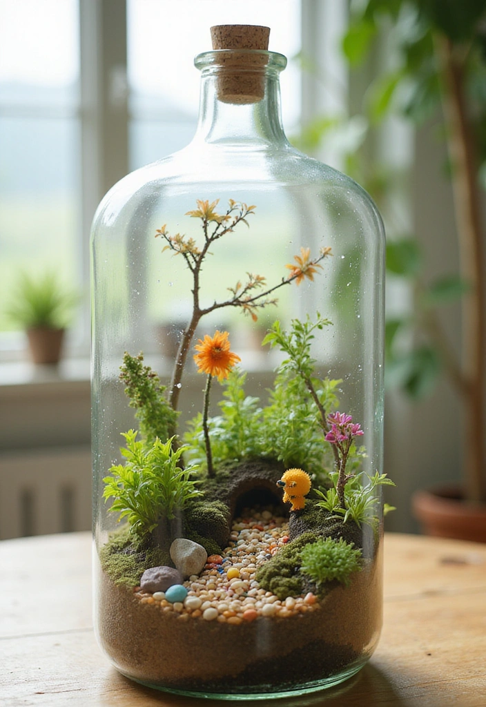 22 Bottle Plants Ideas for Stunning Recycled Bottle Vertical Gardens - 17. Miniature Garden in a Bottle