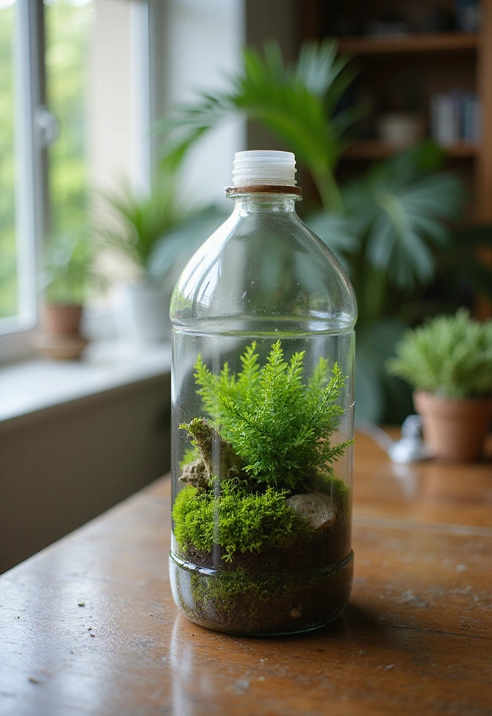 22 Bottle Plants Ideas for Stunning Recycled Bottle Vertical Gardens - 6. Recycled Bottle Terrarium