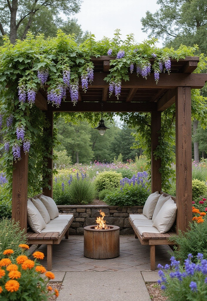 22 Garden Pergola Ideas - 1. Rustic Wooden Pergola