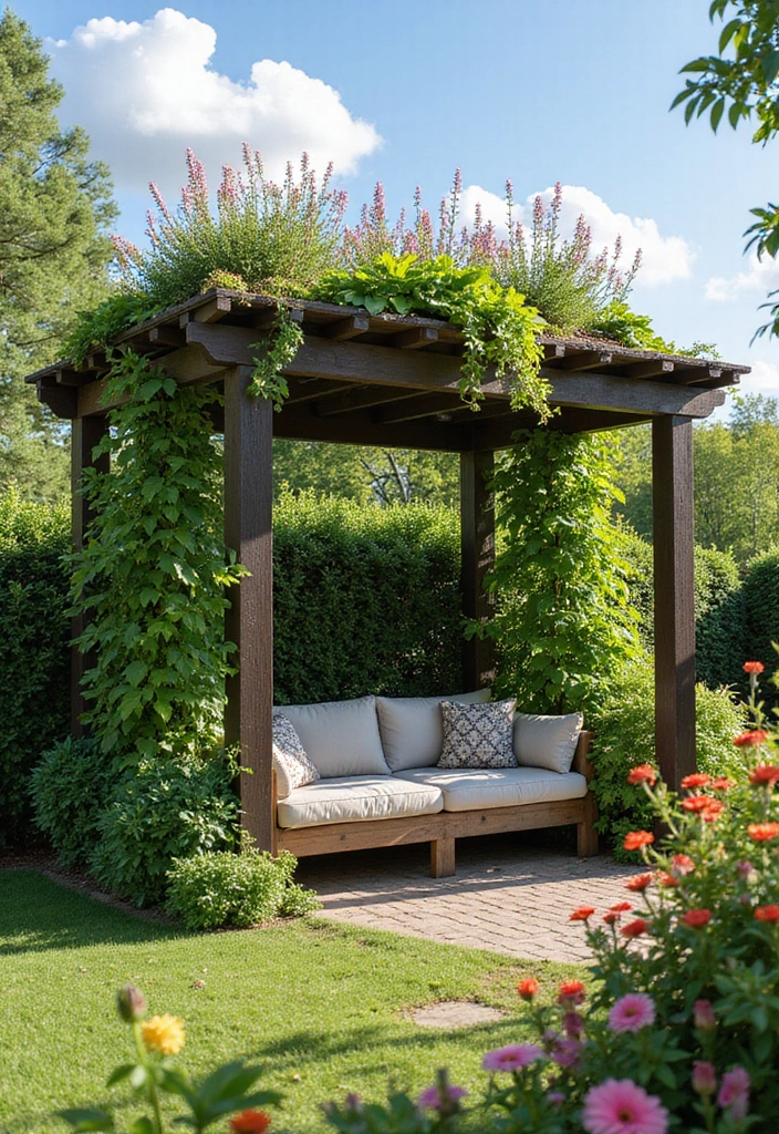 22 Garden Pergola Ideas - 11. Garden Pergola with a Rooftop Garden