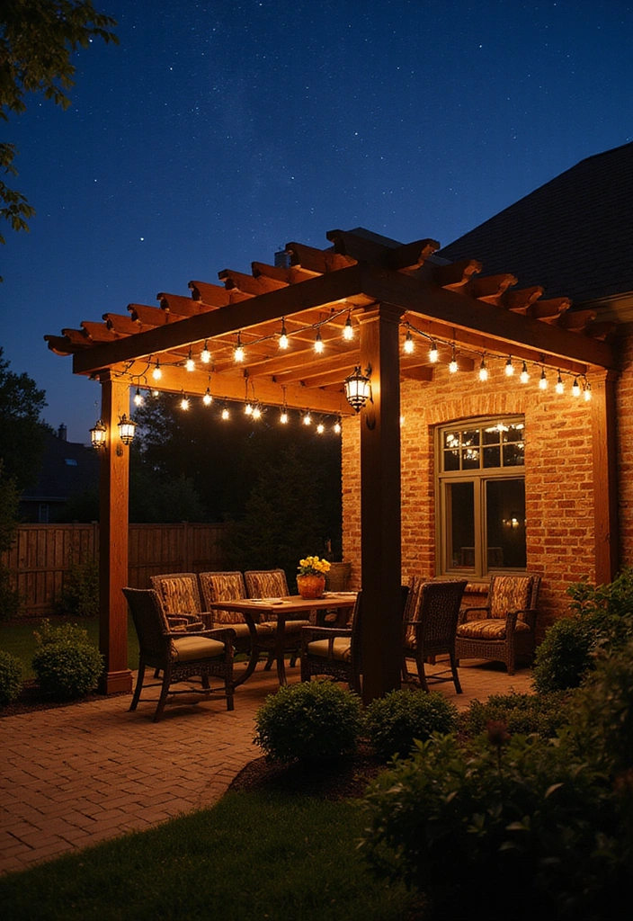 22 Garden Pergola Ideas - 15. Pergola with Integrated Lighting