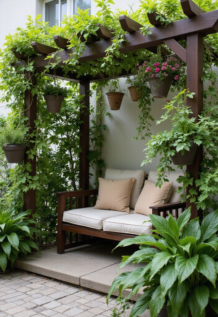 22 Garden Pergola Ideas - 16. Pergola with Hanging Plants