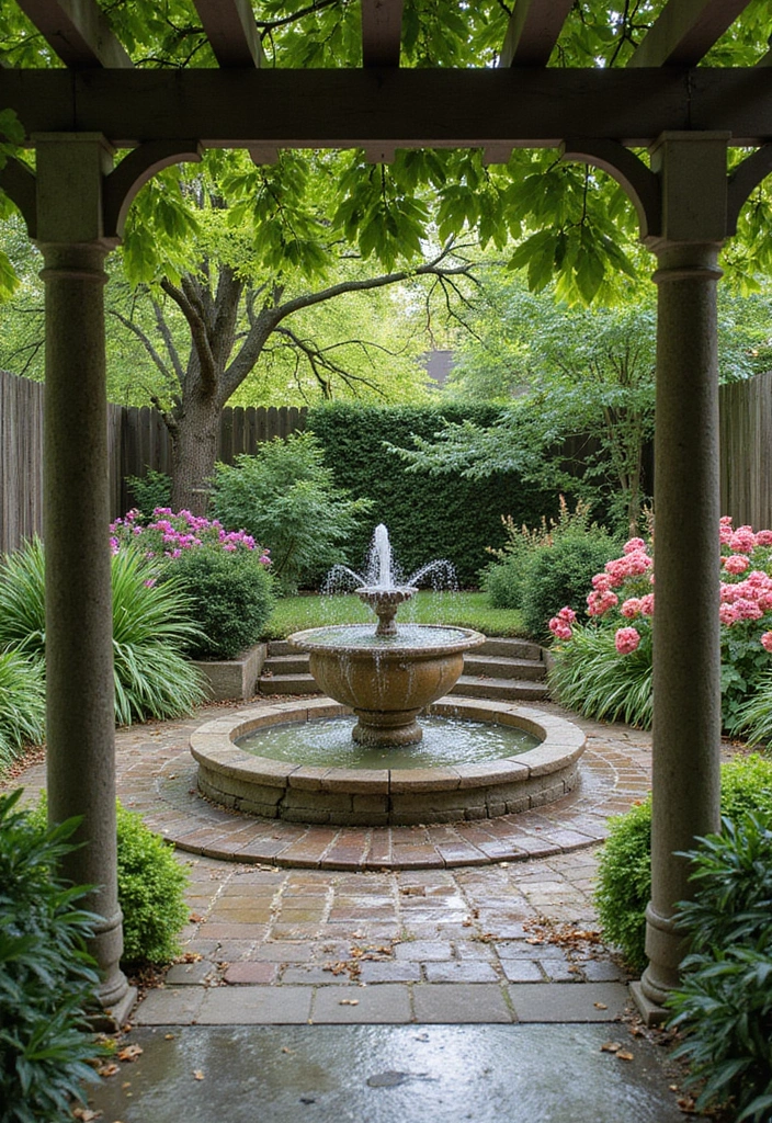 22 Garden Pergola Ideas - 17. Pergola with a Water Feature