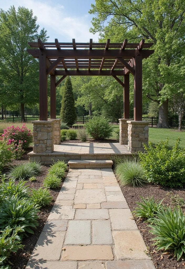 22 Garden Pergola Ideas - 20. Pergola with a Stone Base