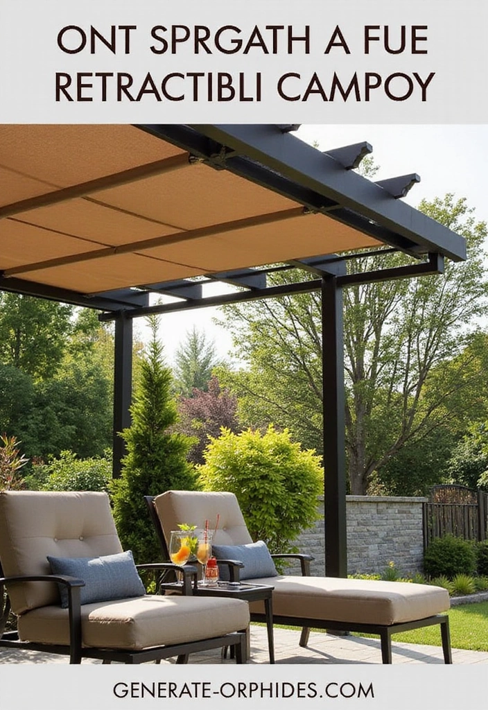 22 Garden Pergola Ideas - 3. Pergola with Retractable Canopy