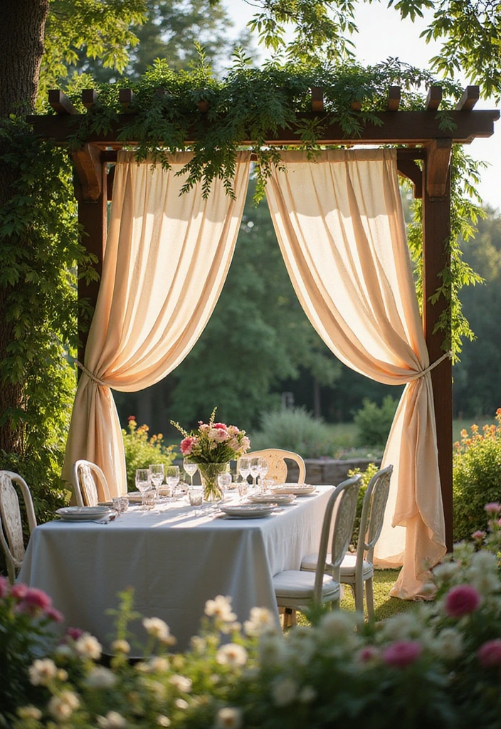 22 Garden Pergola Ideas - 8. Pergola with Curtains