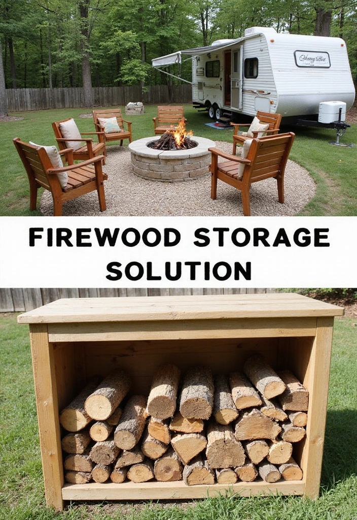 22 RV Yard Ideas for Outdoor Living - 11. Inviting Firewood Storage