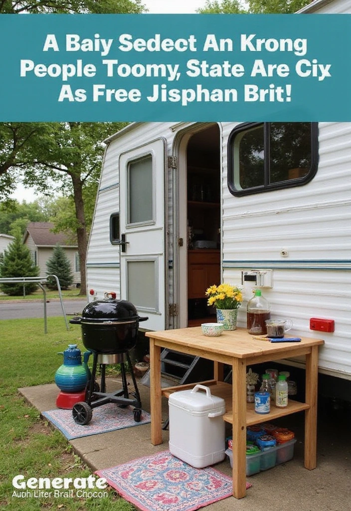 22 RV Yard Ideas for Outdoor Living - 18. Creative Outdoor Kitchenette