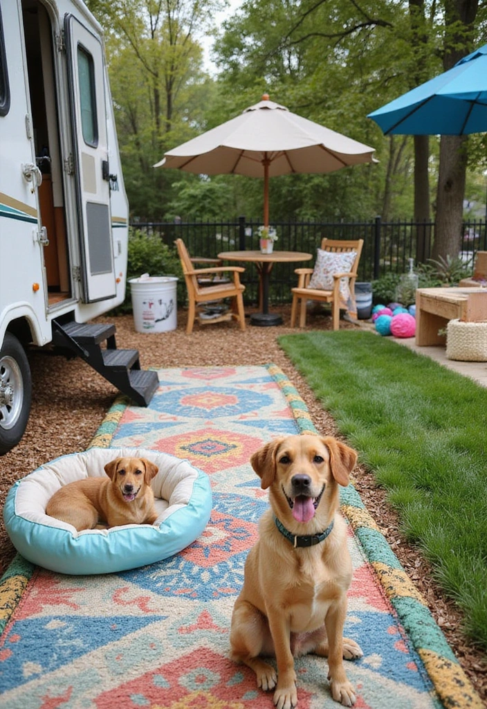 22 RV Yard Ideas for Outdoor Living - 19. Inviting Pet Area