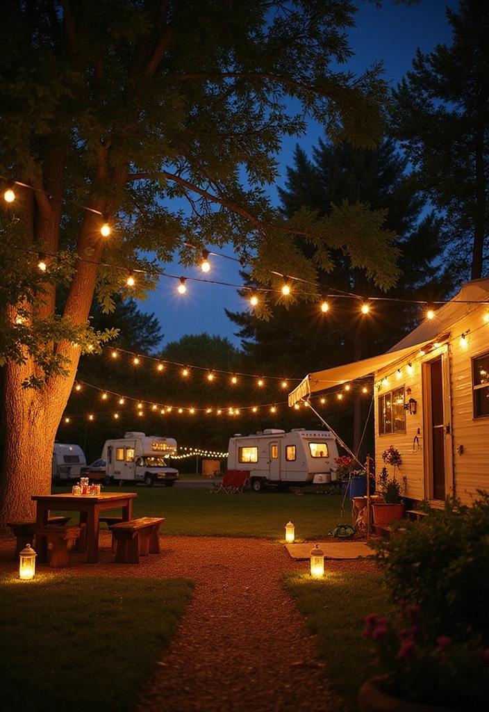 22 RV Yard Ideas for Outdoor Living - 7. Decorative Outdoor Lighting