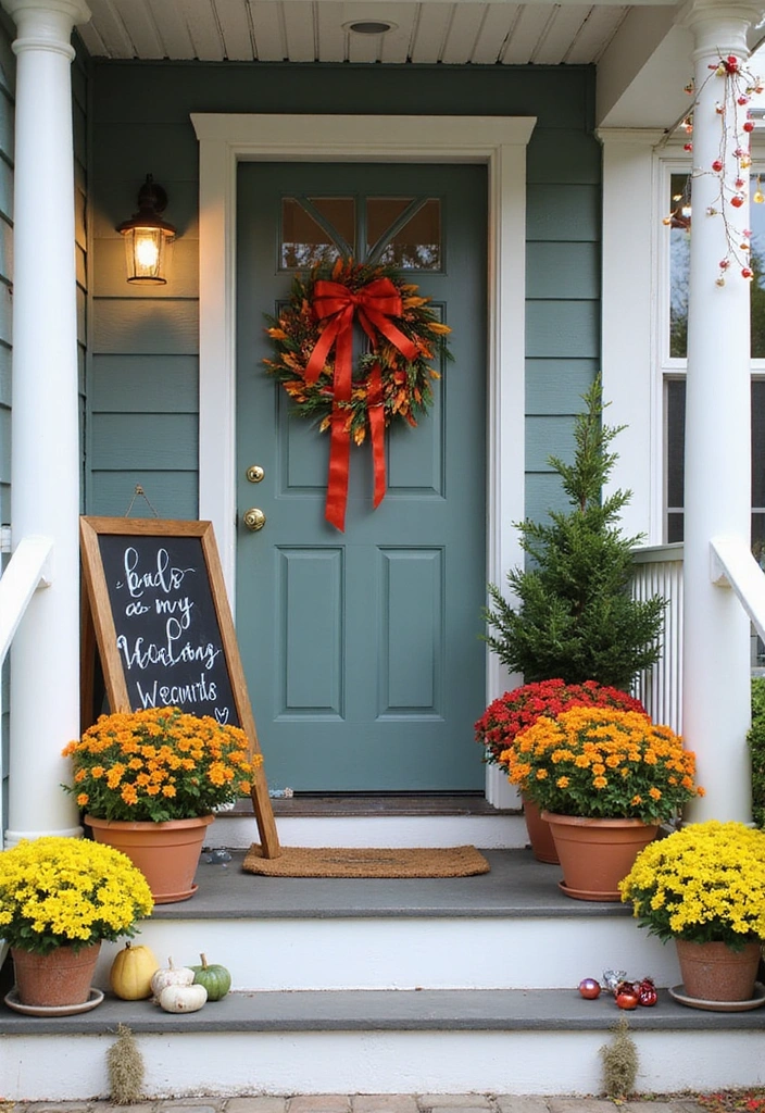 23 Porch Ideas Entrance: Cozy Outdoor Living Spaces - 3. Colorful Seasonal Decor
