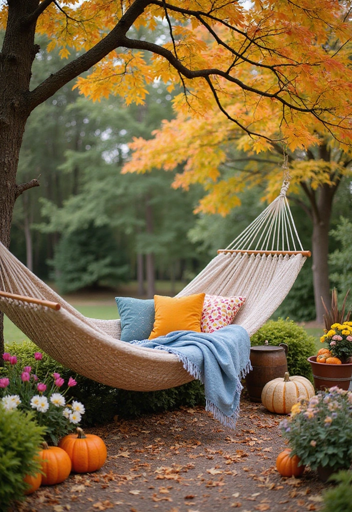 24 Hammock Ideas for Your Backyard: Elevate Your Outdoor Living - 15. Seasonal Hammock Decor