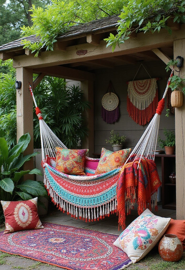 24 Hammock Ideas for Your Backyard: Elevate Your Outdoor Living - 4. Bohemian Hammock Oasis