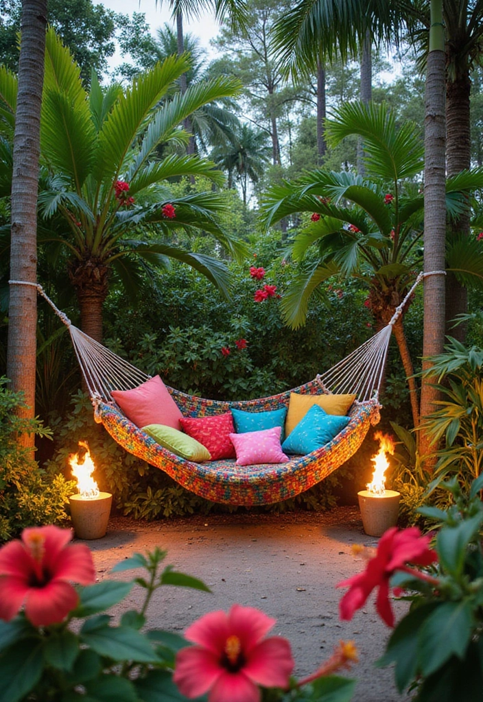 24 Hammock Ideas for Your Backyard: Elevate Your Outdoor Living - 8. Tropical Paradise Hammock