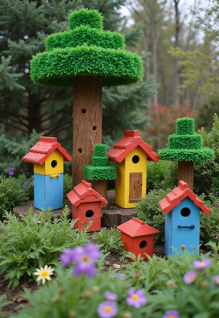 24 Minecraft Garden Ideas - 16. Minecraft Themed Birdhouses
