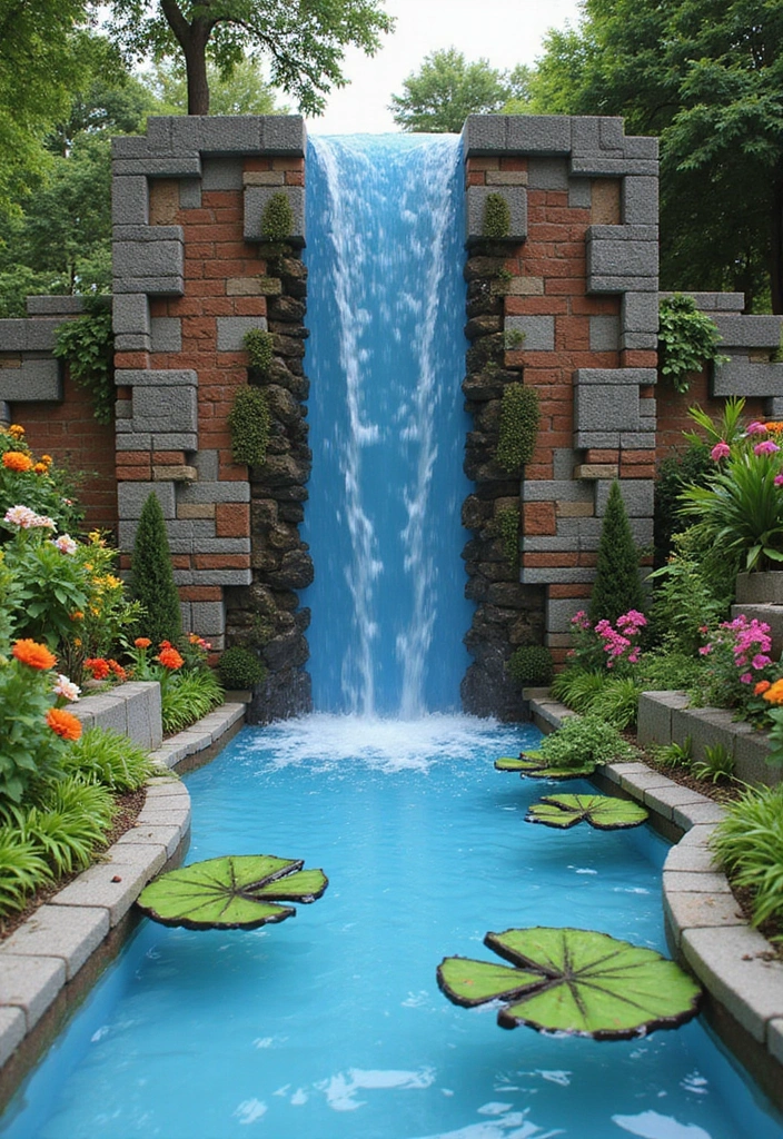 24 Minecraft Garden Ideas - 3. Whimsical Water Features