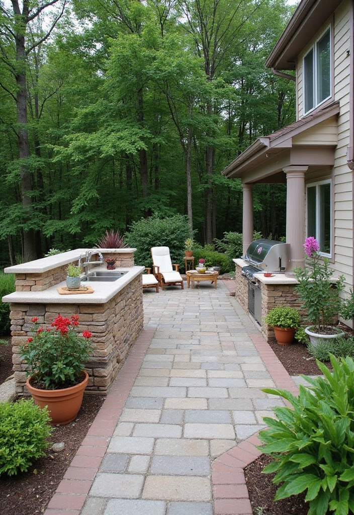 24 Paver Patio Ideas for Sustainable Outdoor Living - 12. Paver Patio with Outdoor Kitchen