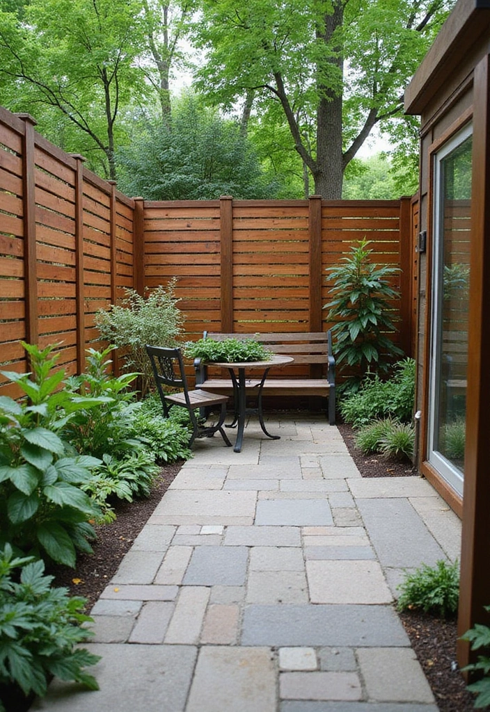 24 Paver Patio Ideas for Sustainable Outdoor Living - 22. Paver Patio with Privacy Screens