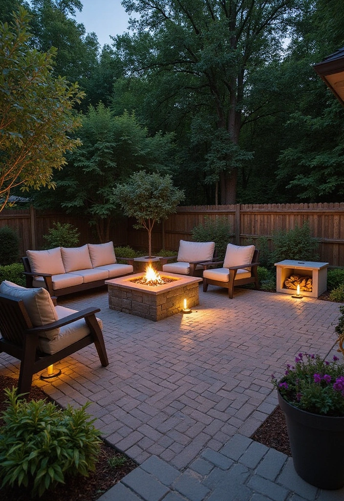 24 Paver Patio Ideas for Sustainable Outdoor Living - 5. Paver Patio with Fire Pit