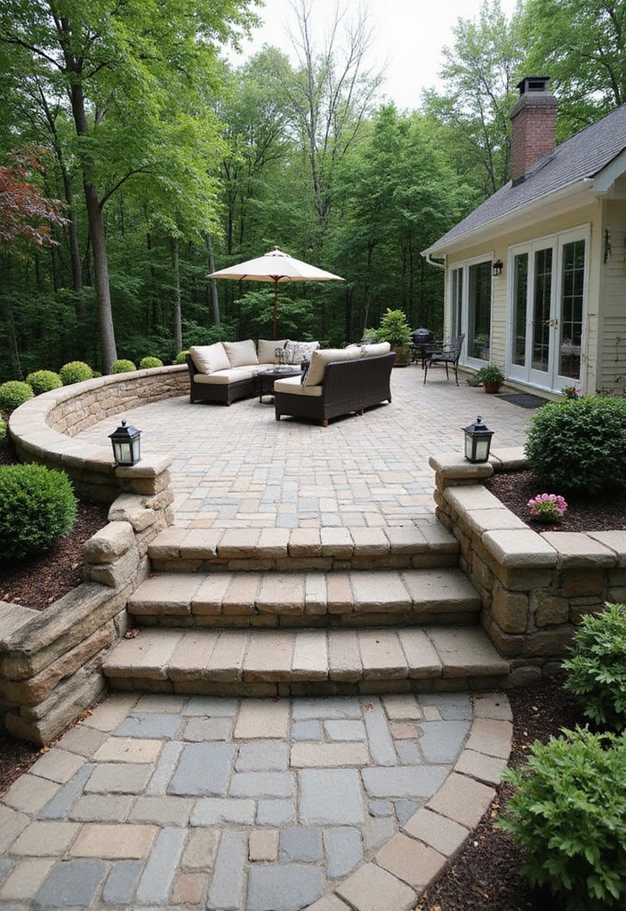 24 Paver Patio Ideas for Sustainable Outdoor Living - 6. Elevated Paver Patio