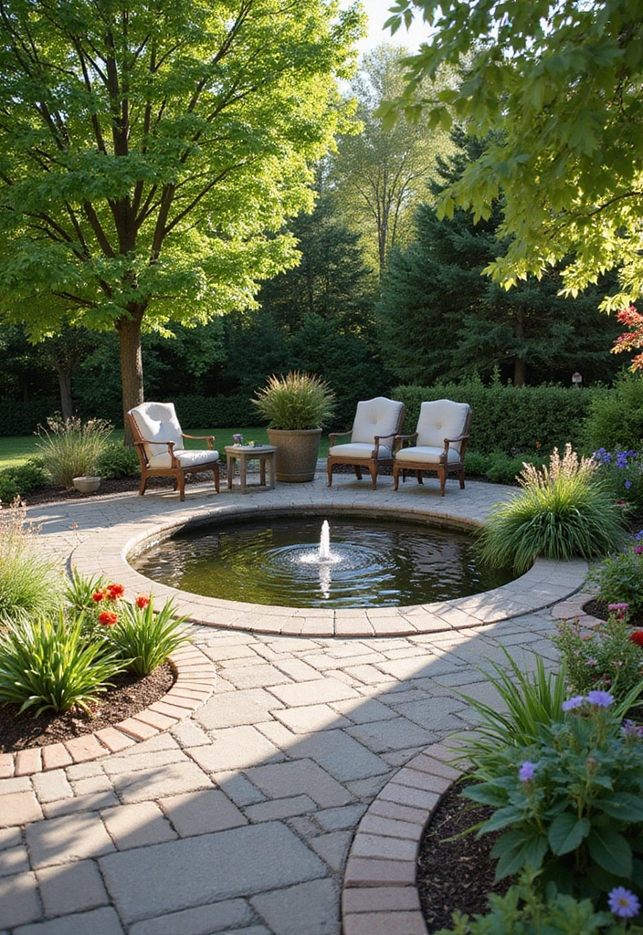 24 Paver Patio Ideas for Sustainable Outdoor Living - 7. Paver Patio with Water Features