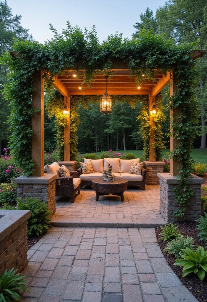 24 Paver Patio Ideas for Sustainable Outdoor Living - 9. Paver Patio with Shade Structures