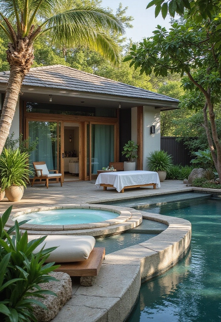 25 Pool Pavilion Ideas for Luxurious Outdoor Living - 12. Luxurious Spa Pavilion