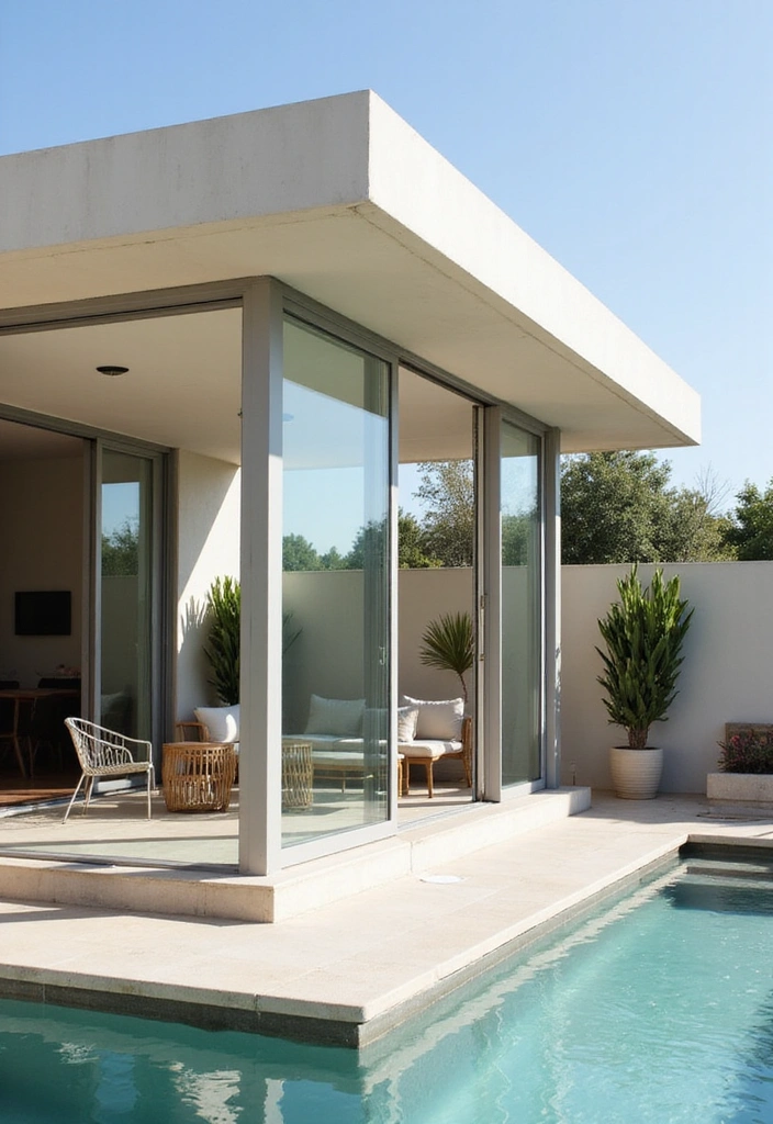 25 Pool Pavilion Ideas for Luxurious Outdoor Living - 3. Modern Minimalist Pavilion