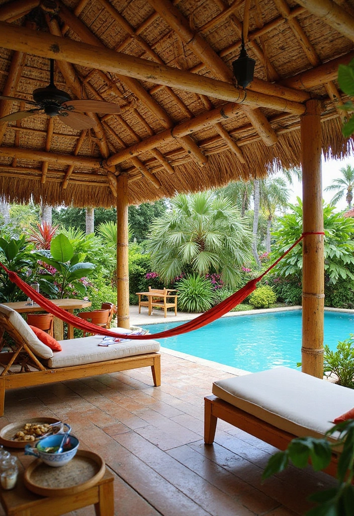 25 Pool Pavilion Ideas for Luxurious Outdoor Living - 4. Tropical Oasis Pavilion