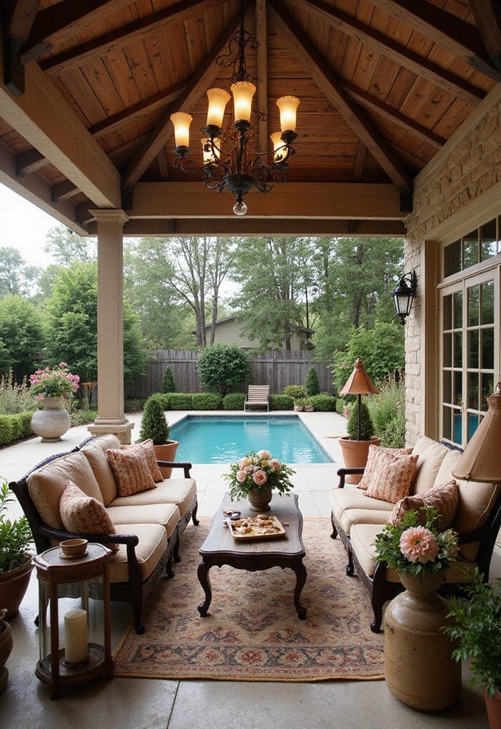 25 Pool Pavilion Ideas for Luxurious Outdoor Living - 8. Vintage-Style Pavilion
