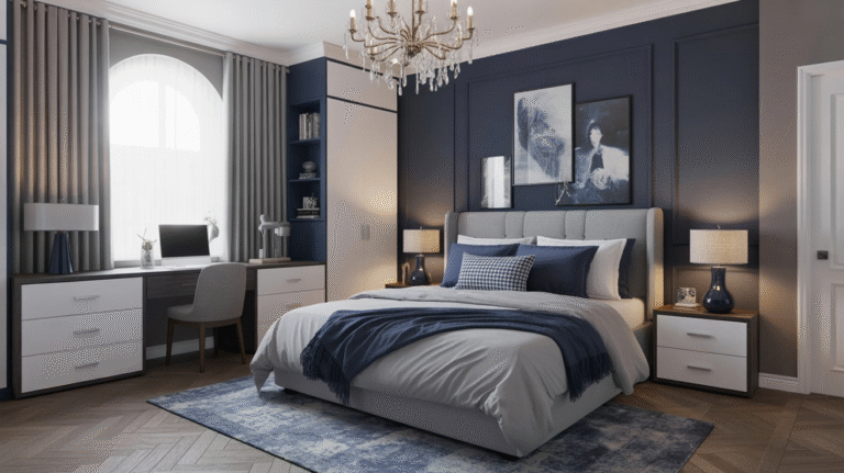20 Navy Blue and Grey Bedroom Ideas That Look Expensive